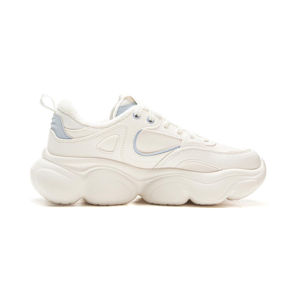 Li Ning Cloud Cushioning Slip Resistant Abrasion Resistant Lightweight Rebound Low top Casual Shoes Women's Mist White AGCV324-2