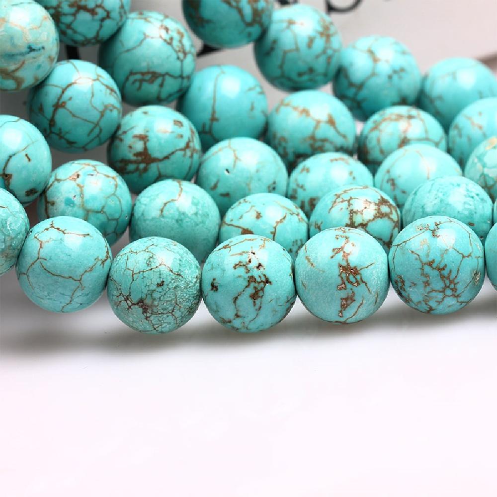 Light Turquoises Natural Stone Round Beads 15"Strand Smooth Loose Spacer Beads 4/6/8/10/12mm for Jewelry Making DIY Bracelets Charms Accessories