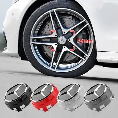 Conjunto de 4 peças de emblemas/logotipos para calotas de rodas de 75 mm A0004000900 para Mercedes Benz AMG C43 C63 E43 E53 E63 W205 W213.