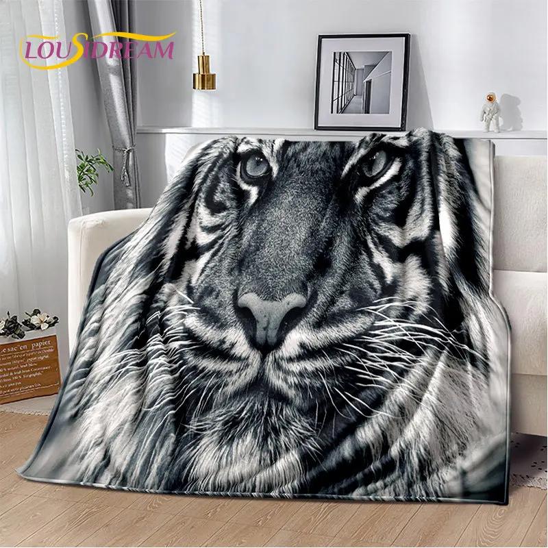 3D-Cartoon-Tiger, Wolf, Löwe, Leopard, Tier, Plüschdecke, Flanelldecke, Überwurf, Decke für Wohnzimmer, Schlafzimmer, Bett, Sofa, Picknick