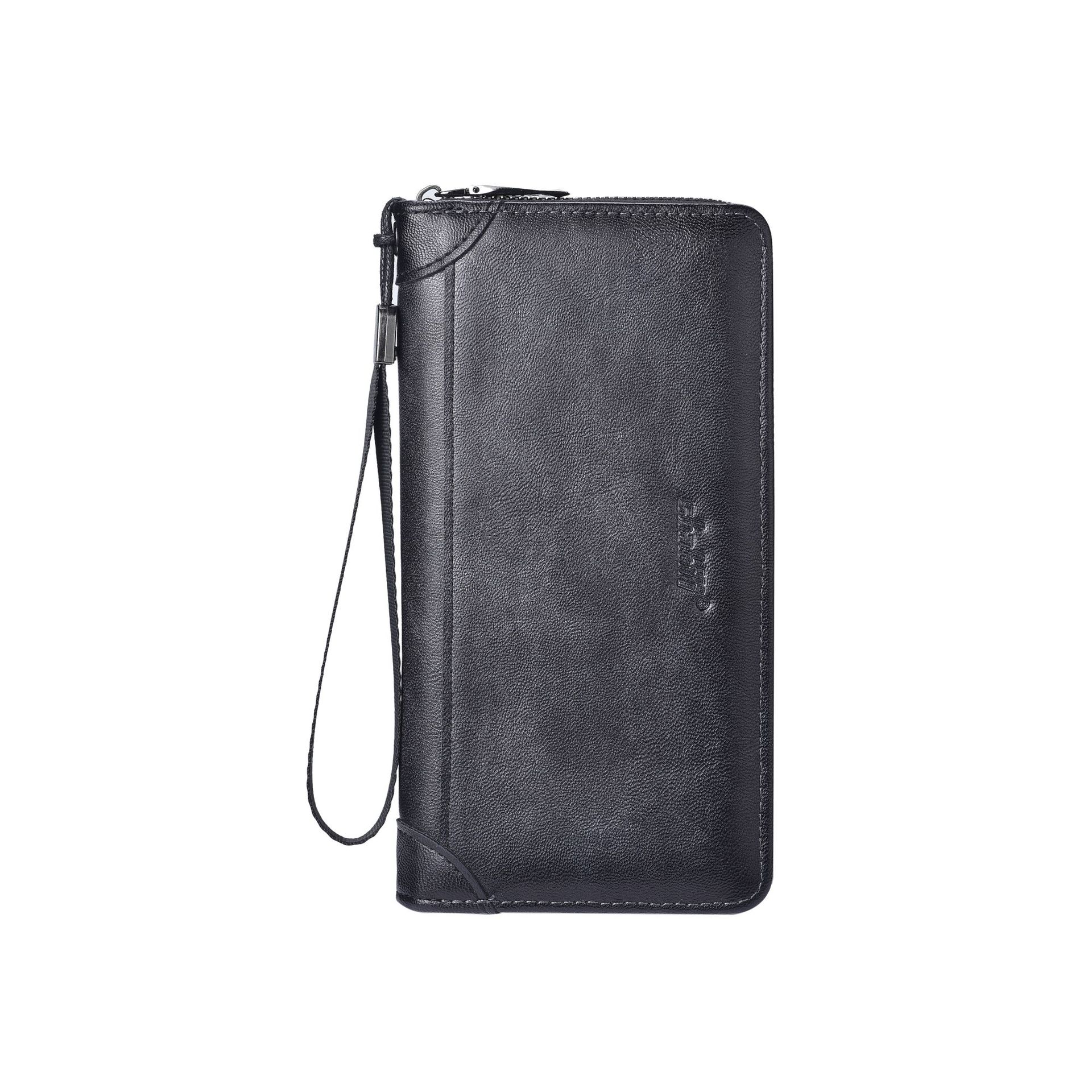 

Мужские кошельки Винтажный деловой кошелек на молнии Длинный кошелек Клатч Кошелек для монет Отделение для карт 19.5 * 10.5 * 2.5cm чёрный