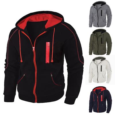 Men's Full Zip Hoodie Jacket Hooded Plain Pocket Sports Outdoor Daily Sports Hot Stamping Casual Sweatshirts