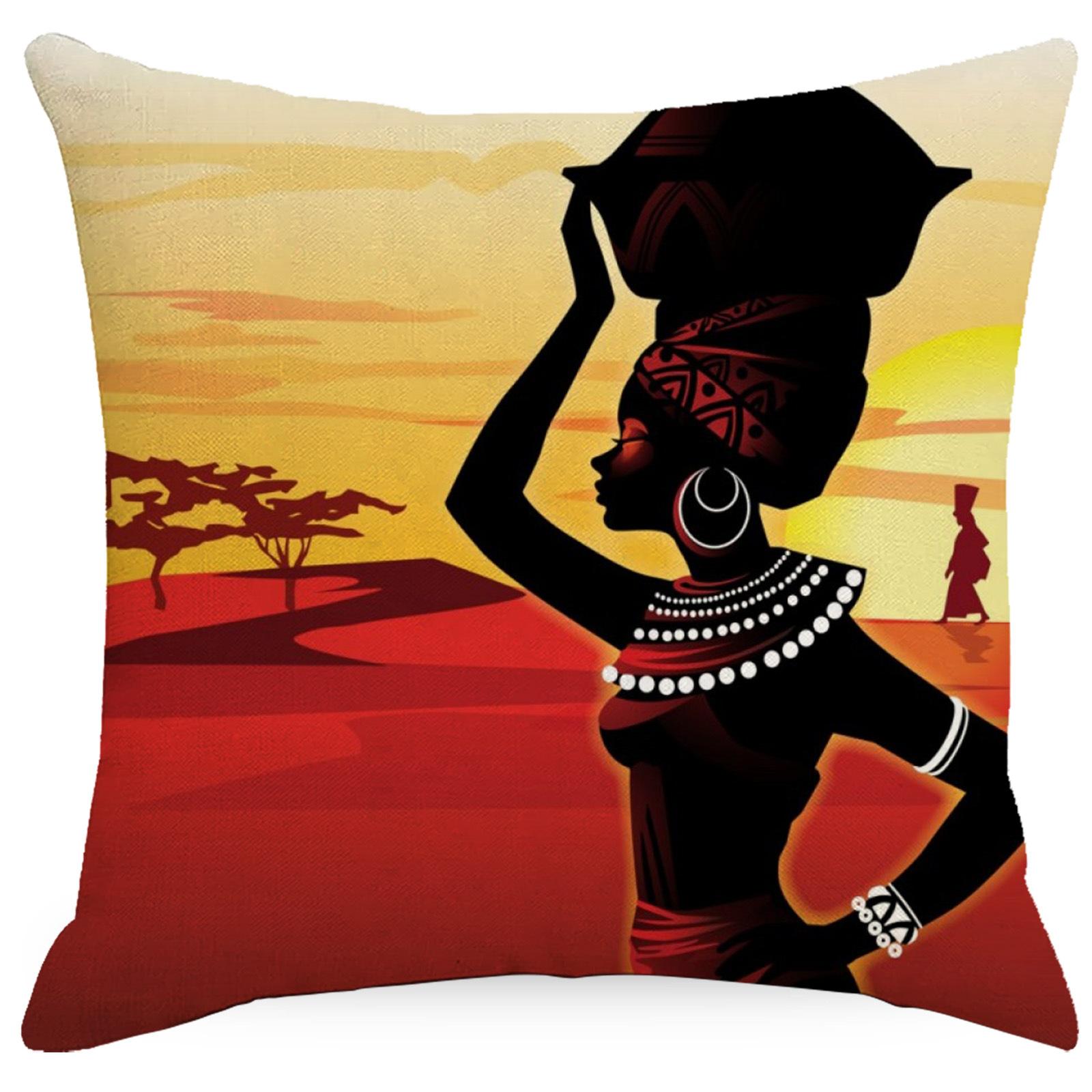 

Африканская Черная Красавица Женщина Наволочка Льняная Подушка Наволочка Домашние Автомобильные Принадлежности 45 * 45Cm