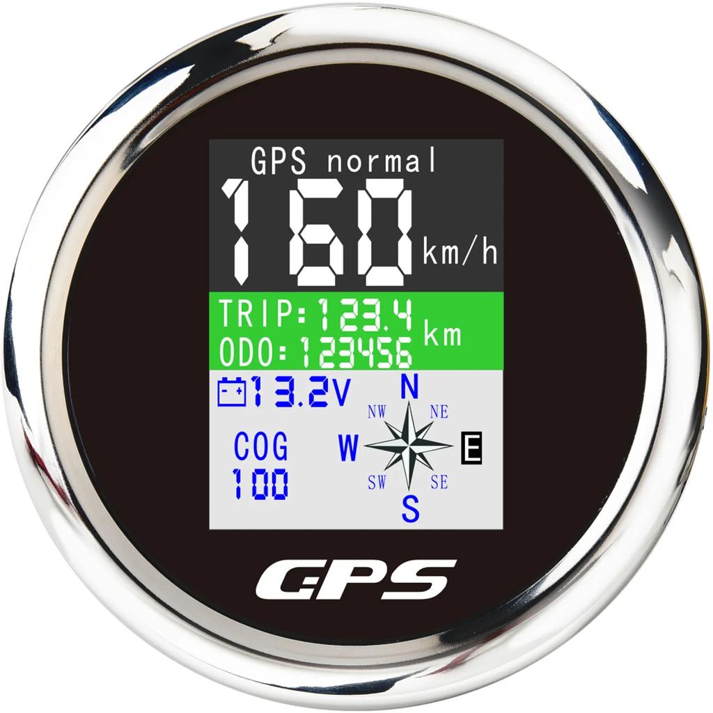 85mm Digital GPS Speedometer Odometer with GPS Antenna TFT Screen IP67 Waterproof Voltmeter for 12V 24V Boat Car Motorcycle