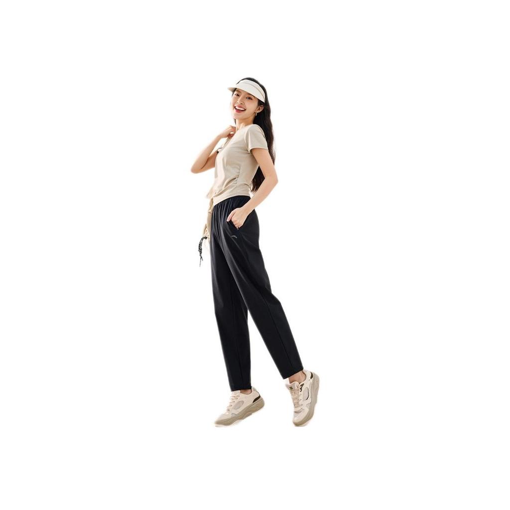 Anta Sports Lifestyle Series Solid Color Comfortable Versatile Simple Knitted Sports Pants Women Bottoms Black 962527302-3