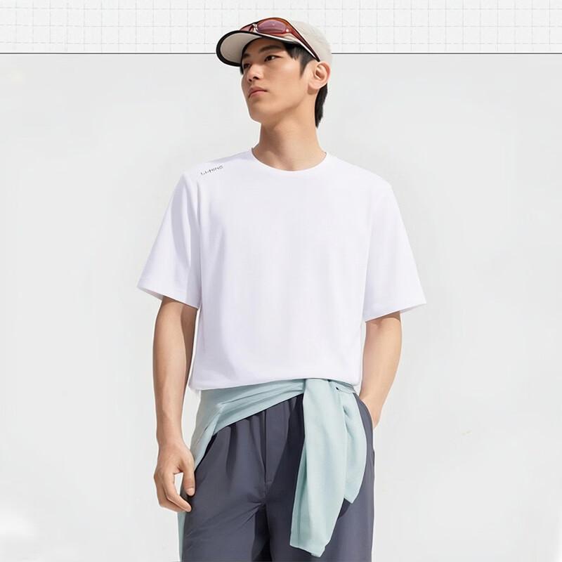LI-NING Summer New Men's Short Sleeve T-Shirt Lightweight Breathable Comfortable Crew Neck Simple Fashion Casual Versatile Sports Top