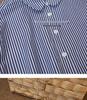 Women's Slimming Long Sleeve Cotton Shirt, Blue Striped, 100% High-Density Cotton.