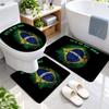 3Pcs Flannel Toilet Mat Set Brazil national football team Bathroom Rug Bath Carpet Non Slip Home Decor