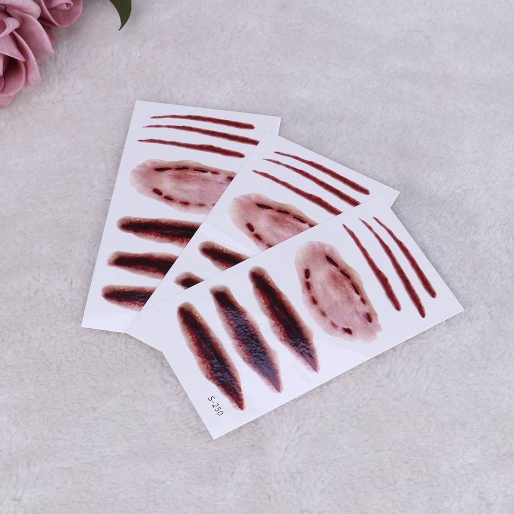 3pcs Scar Tattoos Makeup Bloody Scab Waterproof Horror Temporary ...
