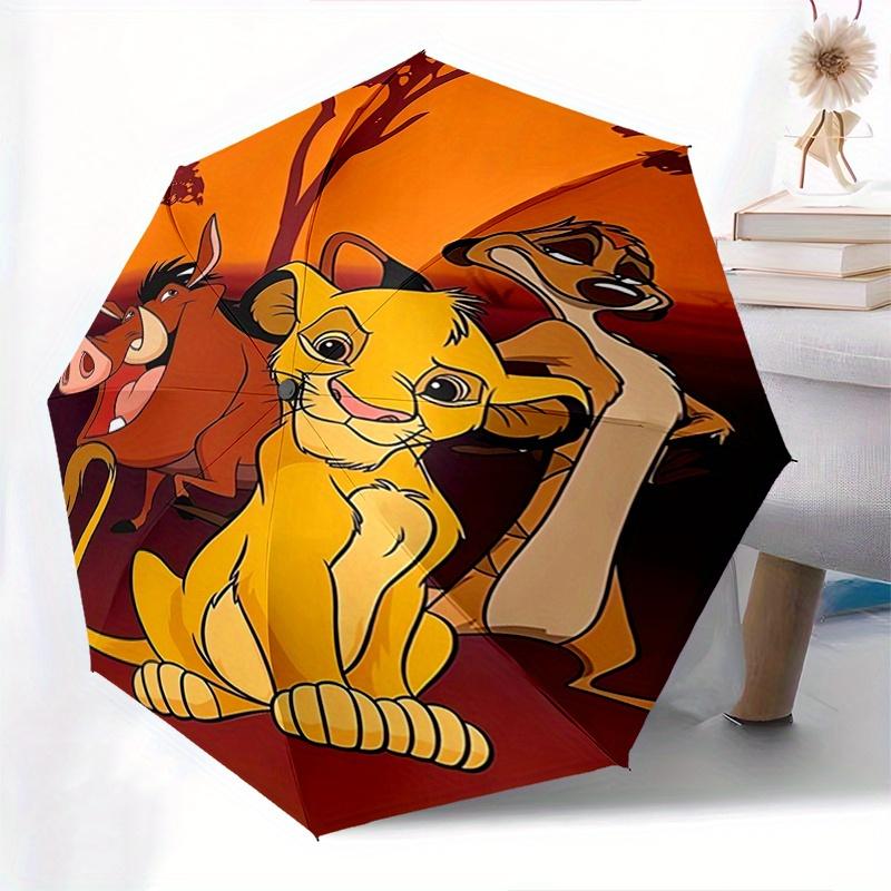 Lion King Themed Automatic Opening and Closing Folding Umbrella, Reinforced 8 Ribs, Compact Travel Design, Fashionable Folding Umbrella, Val