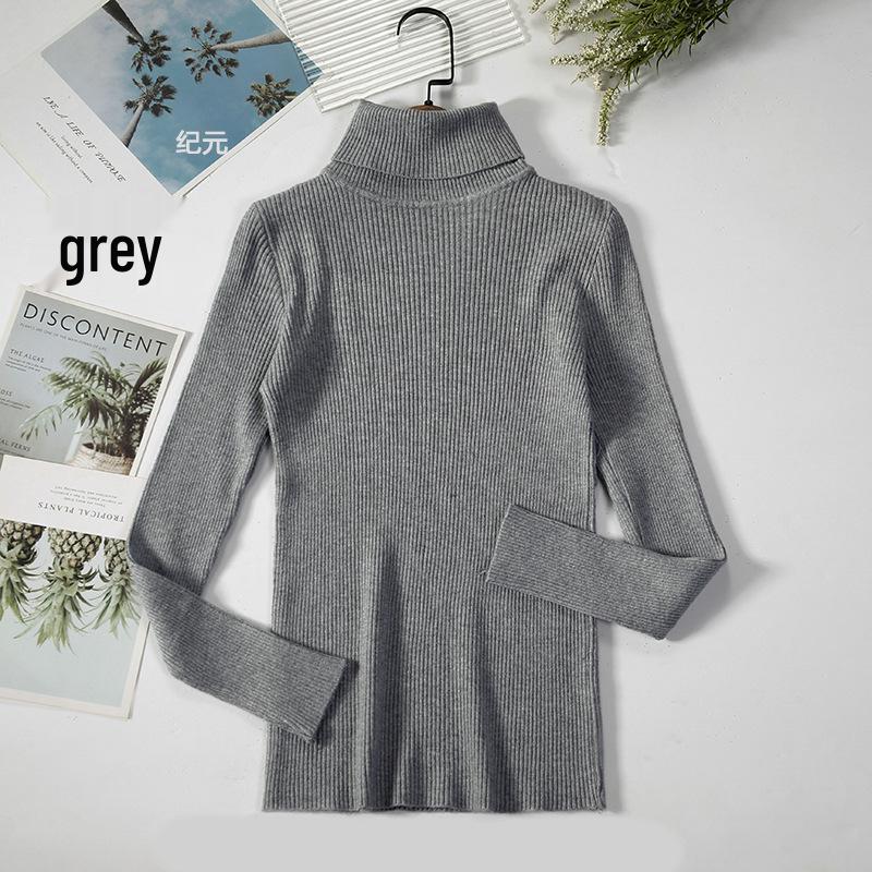 Women's Slim-Fit Knitted Turtleneck Sweater - Long-Sleeved, Solid Color, Warm for Autumn/Winter
