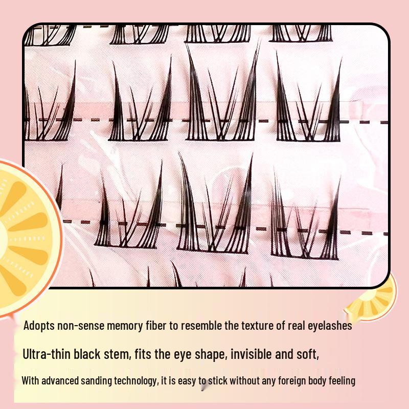 Yue Jiao Night Cat Elf Eyelashes - Natural, Segmented, Single Cluster Lashes for a Photogenic Cat Ear Look.