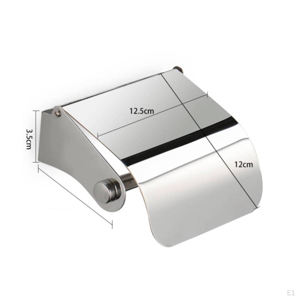 WallMounted Toilet Paper Holder with Shelf Stainless Steel Shiny