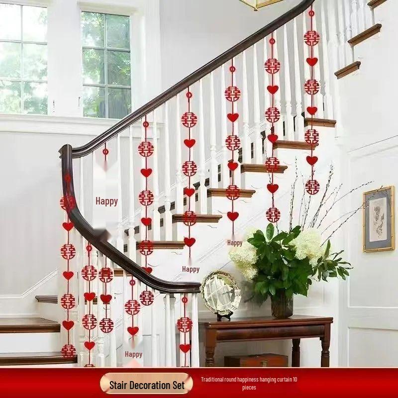 Double Happiness Wedding Decoration Set: Pre-Wedding Room & Staircase Decor for Bride & Groom