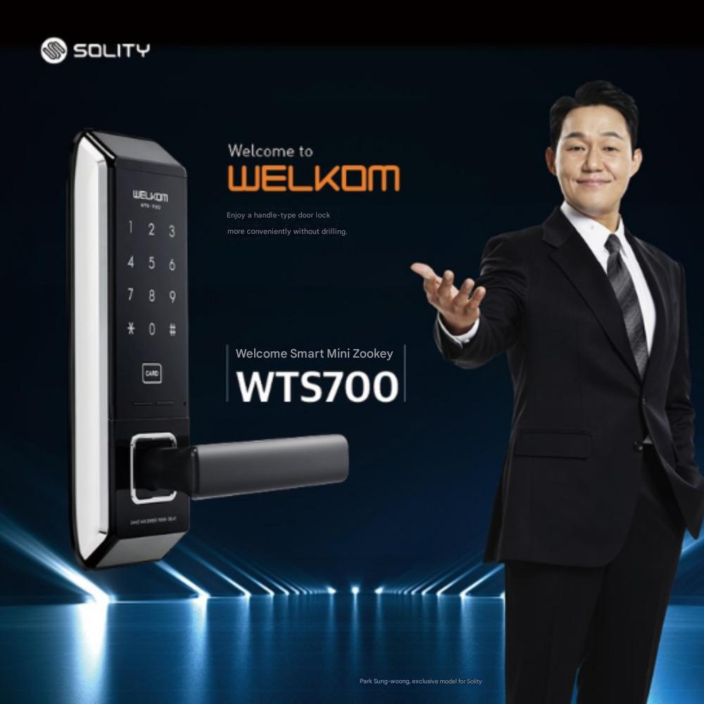 Solity WTS700 Non-Punching, Card Key 4 + Number Key, Front Door Digital Lock