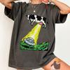 UFO Cow Funny Shirt Comfort Colors® Vintage Alien Clothing Gift Farm Abduction Graphic Tee