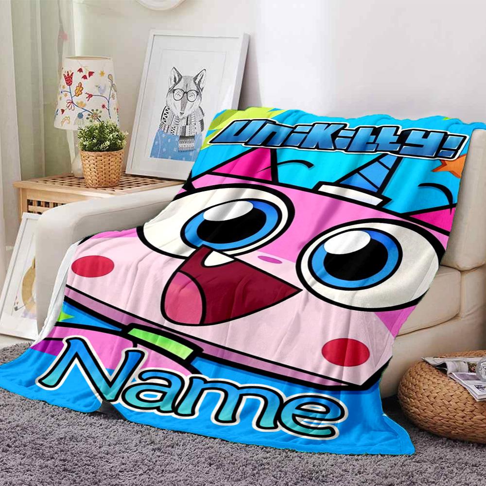 Customiz Name Personality UniKitty Blanket Soft &Warm Sofa Office Bed Travel Lunch Break Blanket, Gift Suitable All Seasons