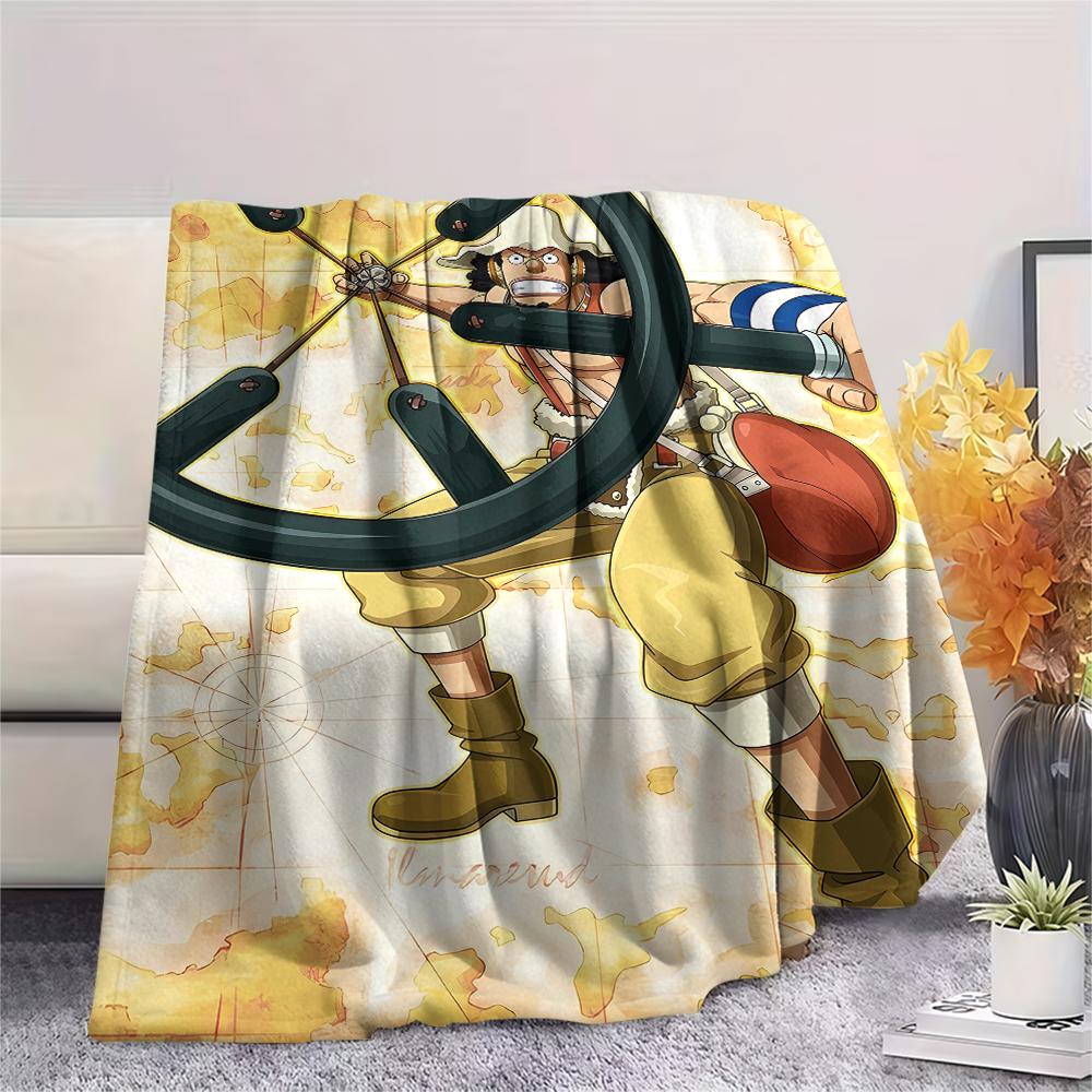 Flanelová deka s potiskem postaviček z One Piece, Vysoká kvalita, Pohodlná pro všechna roční období, Domácí dekorace, Teplo a pohodlí, Perfektní jako vánoční dárky
