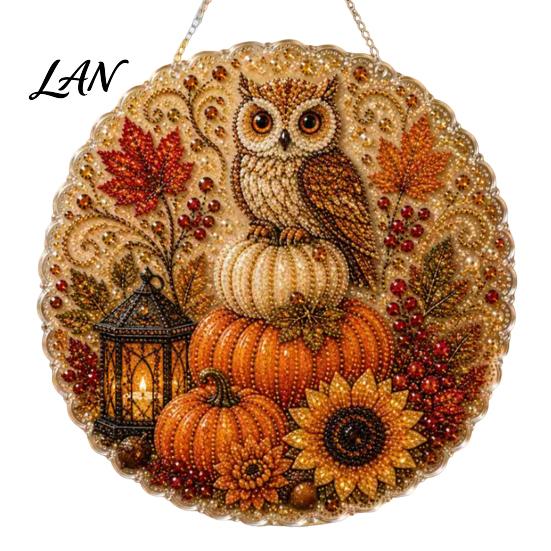 Garden Hanging Ornaments Autumn Diamond Painting Pendant, Acrylic Ornament, Decorative Art Craft for Outdoor Porch Decor Harvest Festival, Fall Theme
