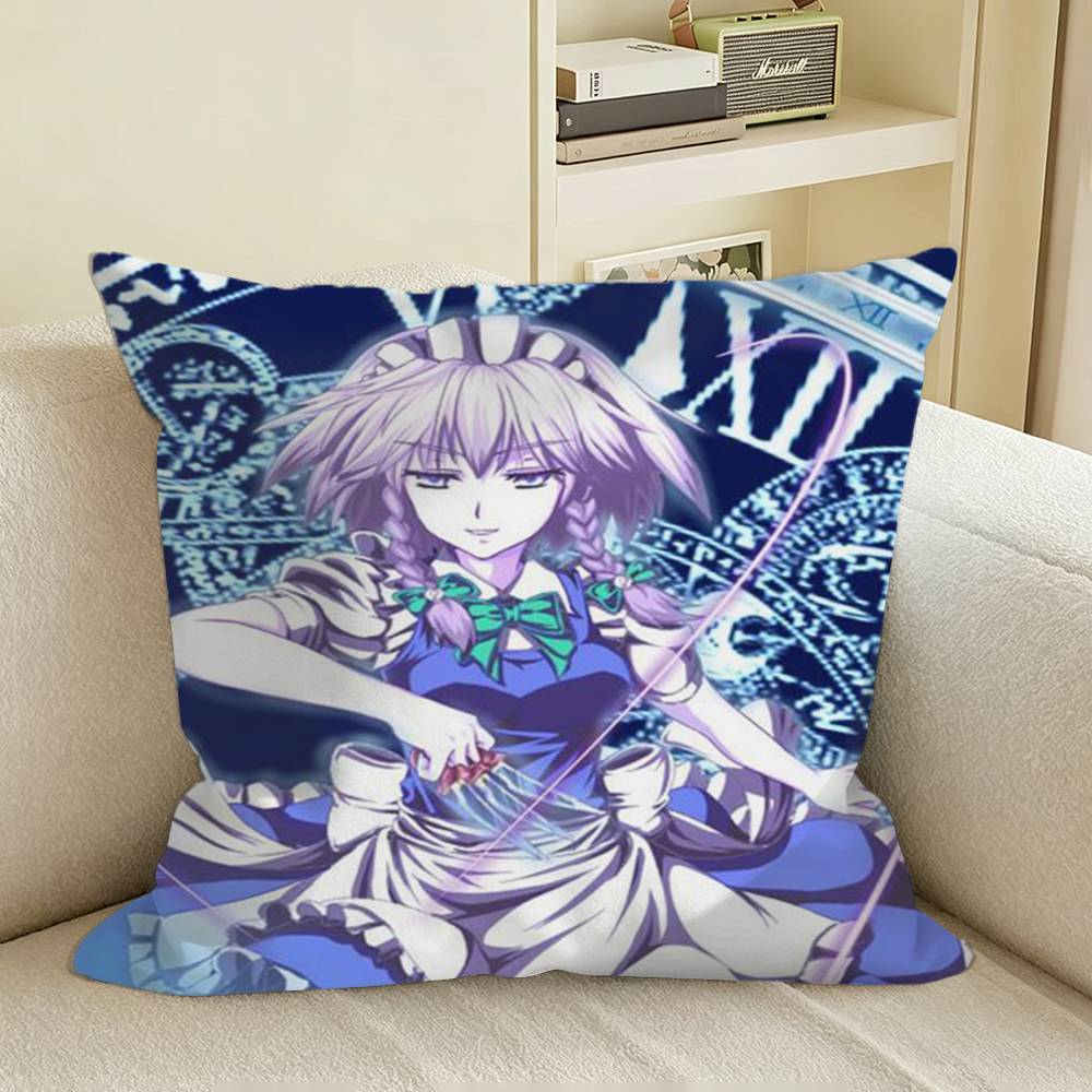 SakuyaS IIzayoi TTouhou Square Sofa Pillow Cover Solid Color Living Room Home Decor Cushion Case