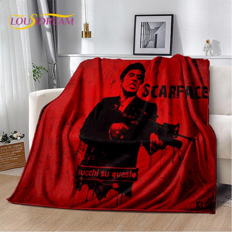 Movie Scarface Tony 3D Printing Soft Plush Blanket,Flannel Blanket Throw Blanket for Living Room Bedroom Bed Sofa Picnic Cover