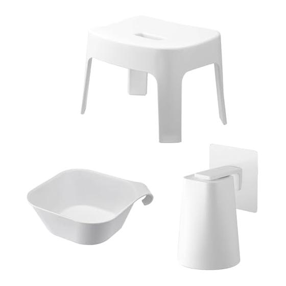Yamazaki Jitsugyo Magnetic Bath Chair SH25 White Approx. W33 X D26.5 X H25.5cm (Seat: Approx. H25cm) Tower 6925 + Magnet & Hook Hot Pot
