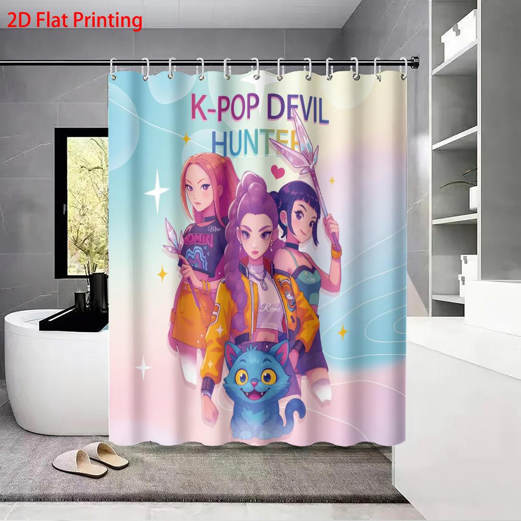 1 st Kpop Girl Group Stjärntryck Vattentät Duschdraperi Skiljevägg Sekretess Hängande Draperi 12 Krok Flera Storlekar Maskintvättbar