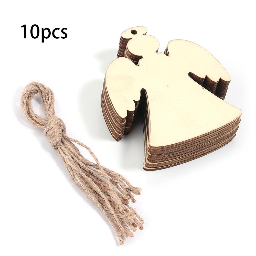 Wooden Christmas Hanging Ornaments Snowman Snowflake Bell shaped Pendant For DIY Craft Home New Year Christmas Tree Decoration