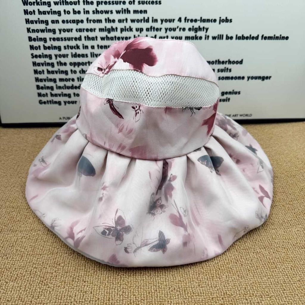 New Chinese butterfly big eaves empty top hat can tie ponytail sun protection hat women's mesh yarn face small anti-ultraviolet sun hat