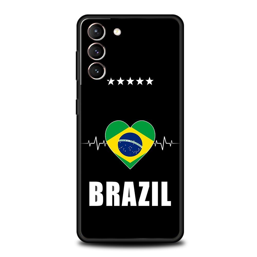 Brazil Brazilian Flag Football Phone Case For Samsung Galaxy S23 S22 S21 S20 FE Ultra 5G S10 S10E S9 S8 Plus 10 20 Soft Cover