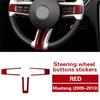 3x Red Carbnon Fiber Car Steering Wheel Button Frame Cover For Mustang 09 11 13