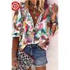 Summer Fashion Stand Up Collar Loose Button Retro Printed Casual Seven Inch Sleeves Women's Blouses & Shirts