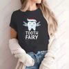 Aesthetic Funny Tooth Dentist Kawaii T-Shirt Women Short Sleeve Summer Fashion Tshirt Casual Black Fashion Tee Shirt O-Neck Tops