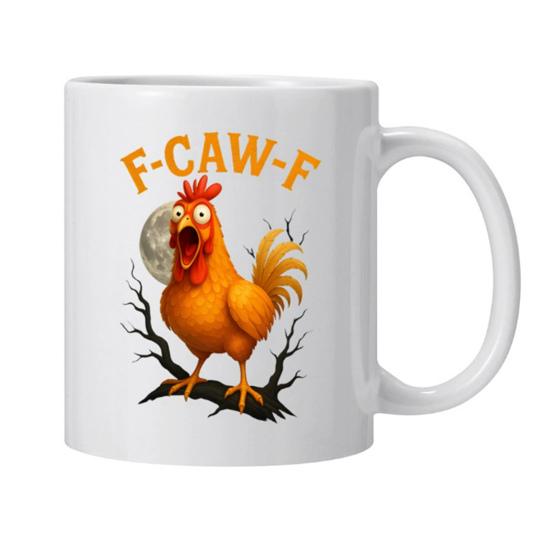 Personlig F-Caw-F Kyllingkrus 15oz Keramisk Kaffekopp Morsom Hane Gårdsdyr Humor Krus Gjenbrukbart Oppvaskmaskin Mikrobølgeovn Sikker Drikkeglass