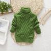 Maglione invernale da bambino, ragazza, in maglia spessa con collo alto e fondo a costine