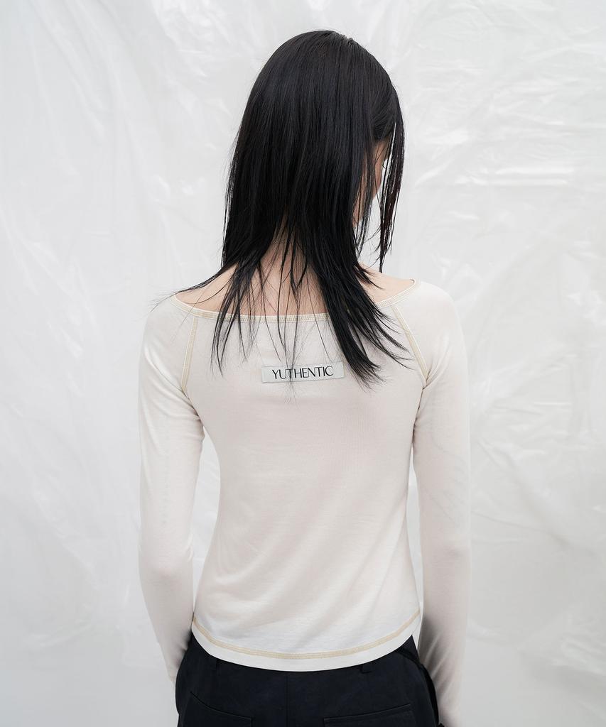 Yusentig Stitch Off-Shoulder T-Shirt Ivory Aw5Xe23203