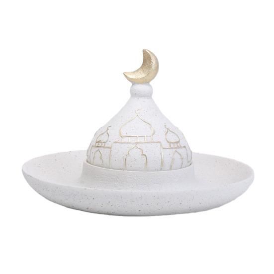Ramadan Resin Art Statue Islamic Mosque Cultural Ornament Handcrafted Mosque Models Tower Decoration for Eid Home Office Ramadan Mubarak Gift