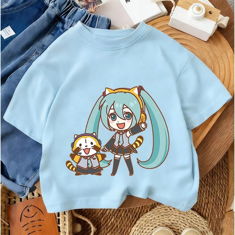 

Hatsune Miku Cartoon Print Children s Casual T-shirt Street Fashion Boys and Girls 100