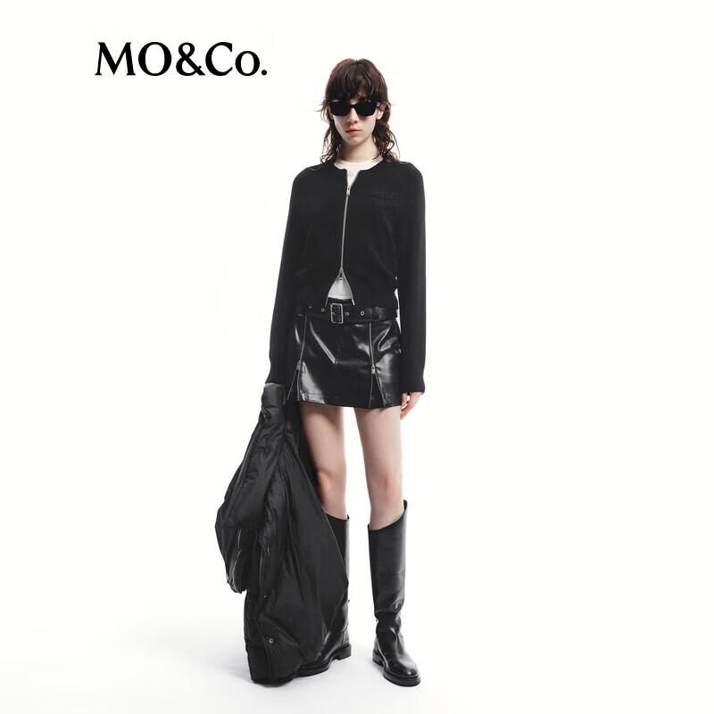 MO&Co. Color-Block Raglan Sleeve Wool Knit Cardigan