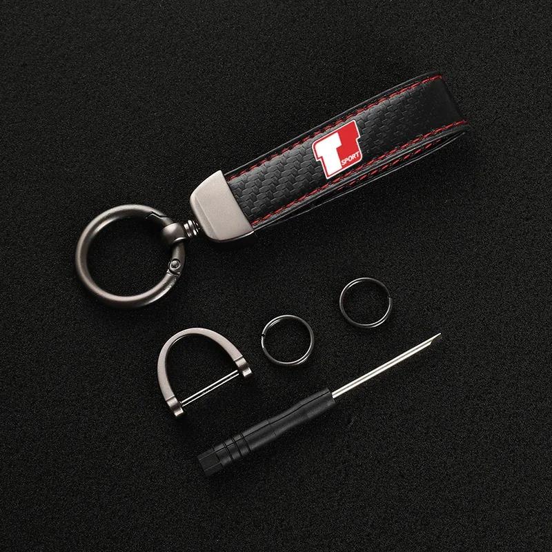 Leather Motorcycles keychain horseshoe buckle jewelry key chain for T Sport Toyota Corolla yaris Prado Tundra Highlander Venza