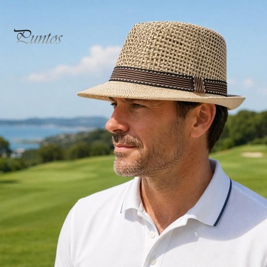 Mesh Woven Hat Wide Brim Sun Hat, Hollow Breathable Jazz UV Outdoor Protection Air Circulation for Activities Beach Travel Golf
