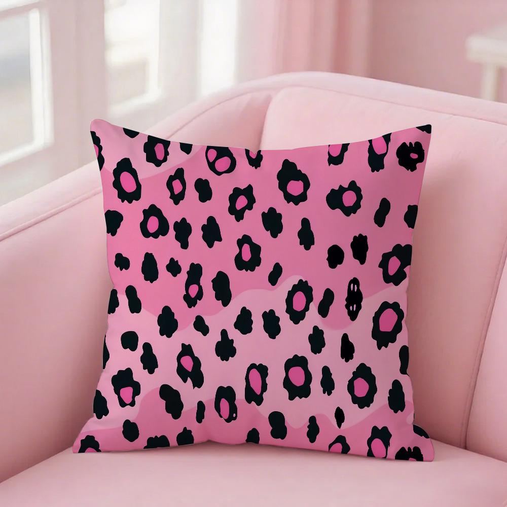 Pink Fashion Leopard Print Pattern Pillow Case PillowCover Square PillowCase Sofa With For Pattern Comfortable Cushionsuitable