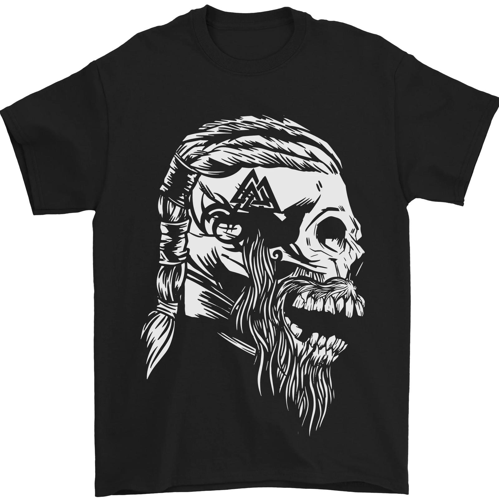 Tribal Viking Skull Mens T-Shirt 100% Cotton XL