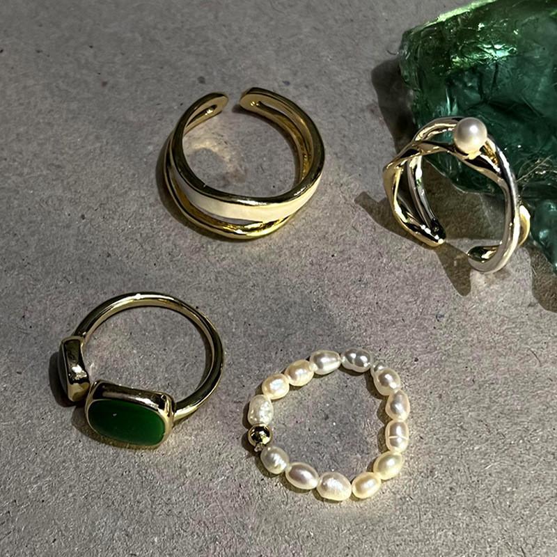 Contemporary Korean Style Open Ring Crafted From 925 Sterling Silver With Accent Pearl