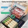 4 Pack Freezer Organizer Bins Stackable Deep Freezer Bins for 5 Cu Ft Chest Freezer Easy Access Food Space Saving Black Durable