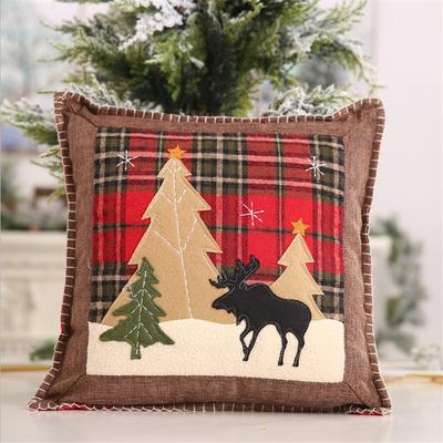 Christmas Decorations Gingham Pillowcase Stick Cloth Pillowcase Moose Baby Pillowcase Gift
