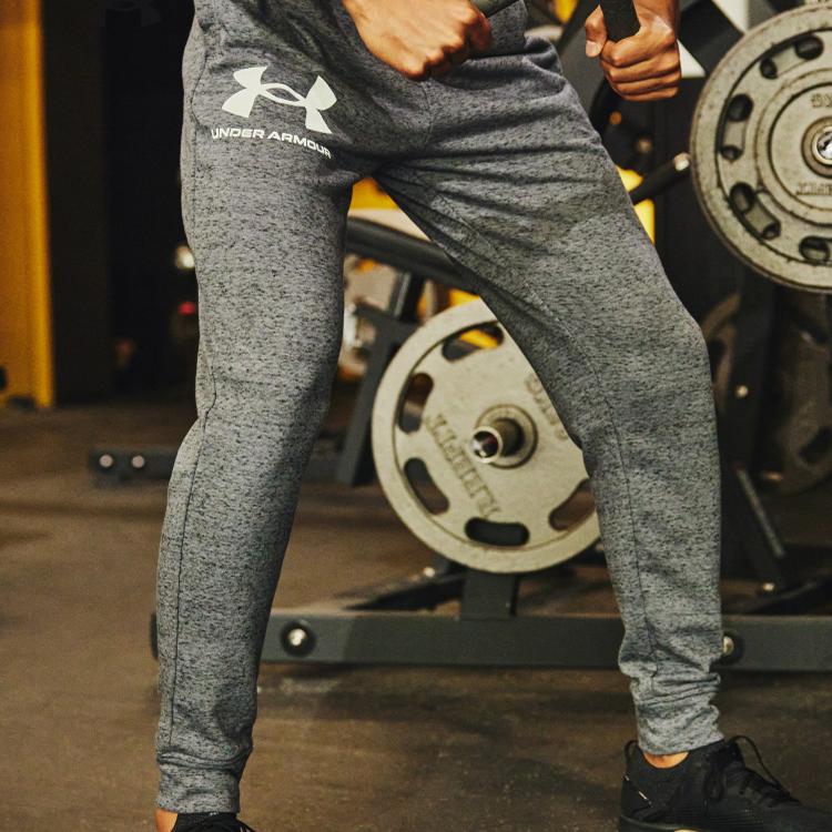 Under Armour Terry Casual Training Slim Fit Knit Joggers Men Bottoms Gray 1361642-012