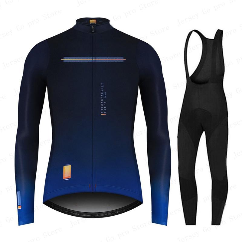2026 Spring/Autumn Triathlon Men Long Sleeve Cycling Clothing Breathable Anti-UV Bicycle Jersey Set Wear Bib Pants Ropa Ciclismo