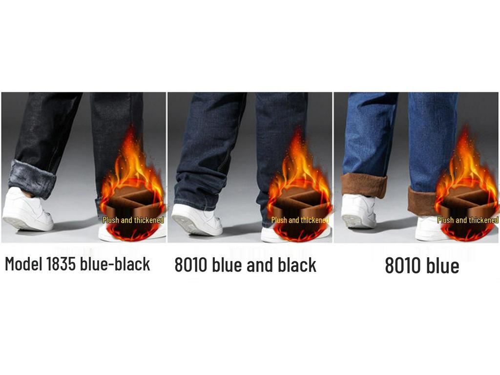 Men's Plus Size Fleece-Lined Straight Leg Jeans - Thick, Loose-Fit for Fall/Winter