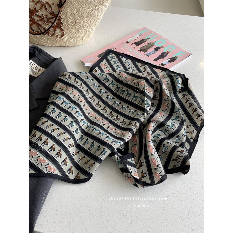 Pony Belt Printed Large Square Scarf Soft and Skin Friendly Shawl Breathable Neck Scarf Silk Scarf for Women